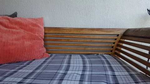 Sitting outdoor empty couch sunny day lonely 스톡 동영상 91653190