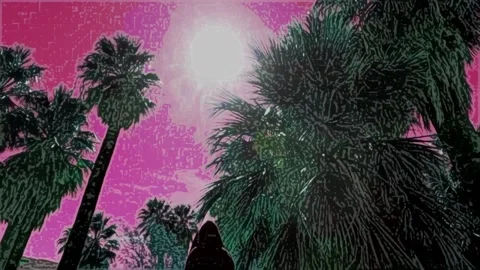 Sitting on Palm Tree cartoon Video stock 153291832