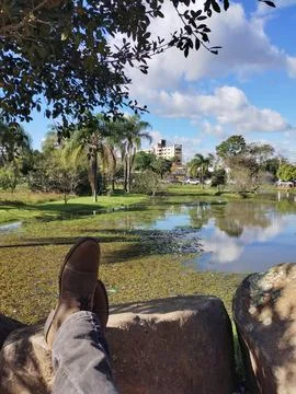 Sitting in the park relaxing Stock Photos