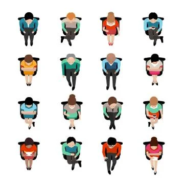 Sitting People Top View Stock Illustration