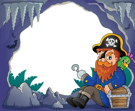 Sitting pirate theme image - eps10 vector illustration. Stock Illustration