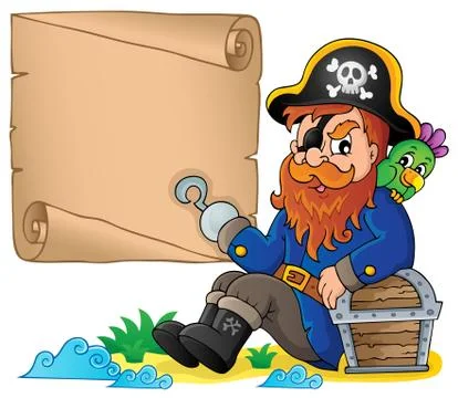 Sitting pirate theme image - eps10 vector illustration. 스톡 일러스트