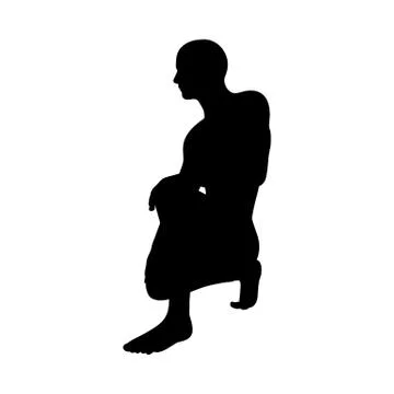 Sitting Pose Man Silhouette Stock Illustration