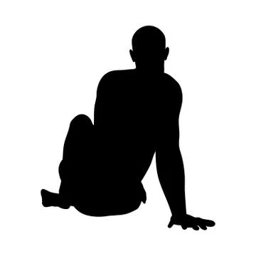 Sitting Pose Man Silhouette Stock Illustration