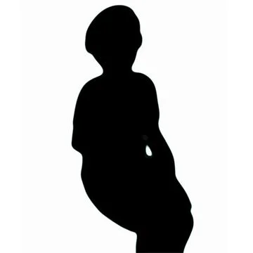 Sitting posture of a boy black silhouette illustration - 1 Stock Illustration