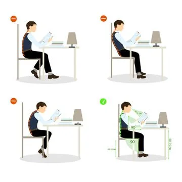 Sitting posture set. Stock Illustration