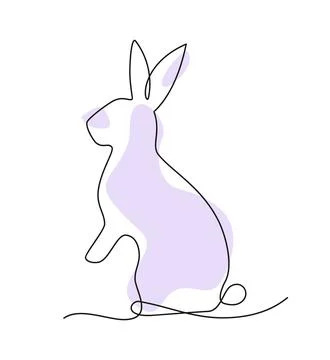 Sitting rabbit in linear style. Vector illustration Stock Illustration
