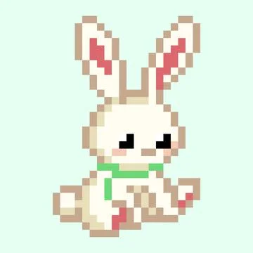 Sitting rabbit pattern. Pixel rabbit sad image. Vector Illustration of pixel  Stock Illustration
