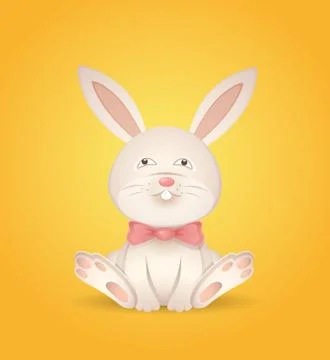Sitting rabbit with a red bow Stock Illustration