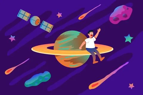 Sitting On Rings Planet Stock Illustration