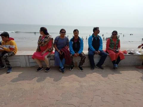 Sitting by the sea Stockfoto's