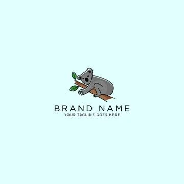 Sitting simple creative unique koala animal logo design template vector illus Stock Illustration