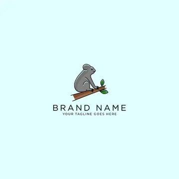 Sitting simple creative unique koala animal logo design template vector illus Stock Illustration
