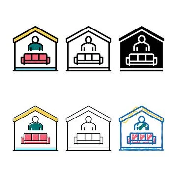 Sitting on sofa color styles icon vector Stock Illustration