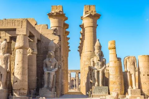 Sitting statues in Luxor Stock Photos