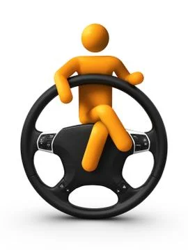 Sitting on steering wheel Illustrazione stock