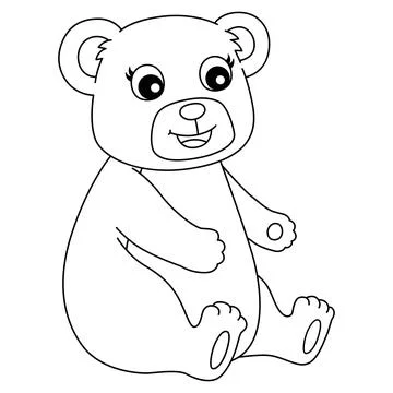 Sitting Teddy Bear Isolated Coloring Page for Kids Stock Illustration