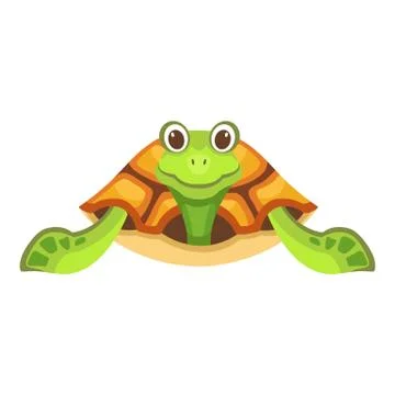 Sitting turtle icon, cartoon style Stock Illustration