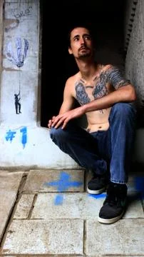 Sitting under the Train Bridge looking up. Stock Photos