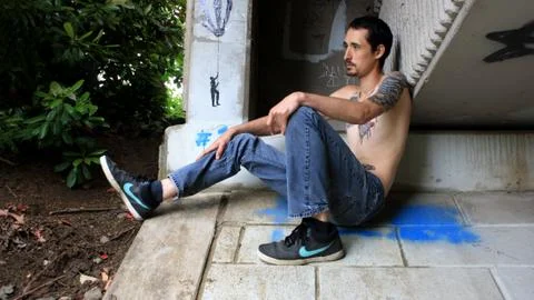 Sitting under the Train Bridge Stock Photos