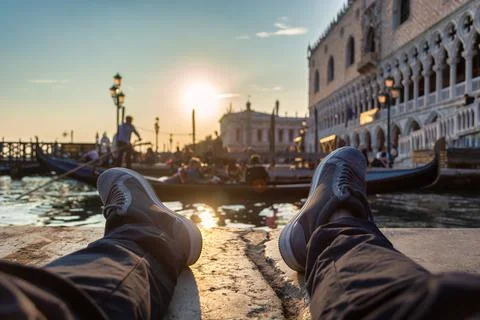 Sitting in venice Stock Photos