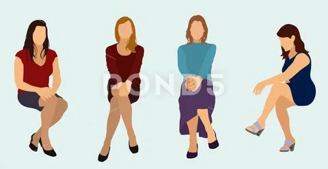 Sitting Women Stock Illustration