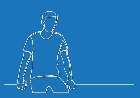 Sitting young man - continuous line drawing Stock Illustration