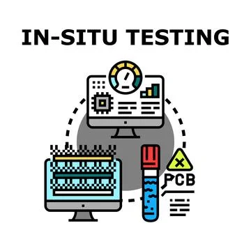 In situ testing process analyzing electronic circuit board and data Stock Illustration