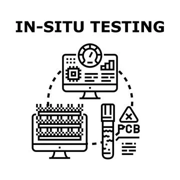 In situ testing process analyzing electronic circuit board and data 库存插图