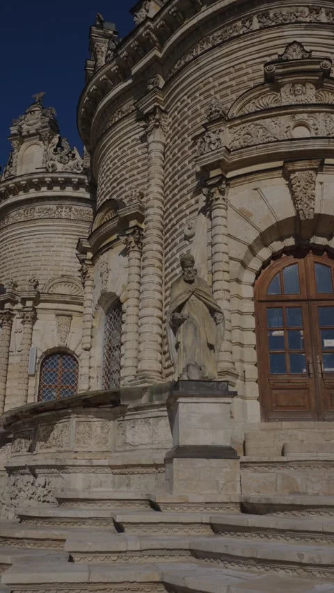 Situated under a clear blue sky, the historic Russian Orthodox Church in Dubrovi Stock Footage 340777382
