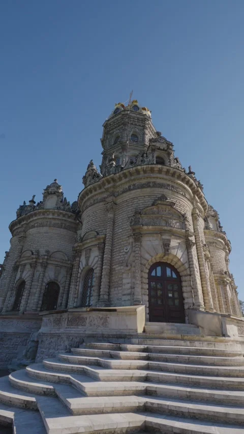 Situated under a clear blue sky, the historic Russian Orthodox Church in Dubrovi Stock Footage 340777469