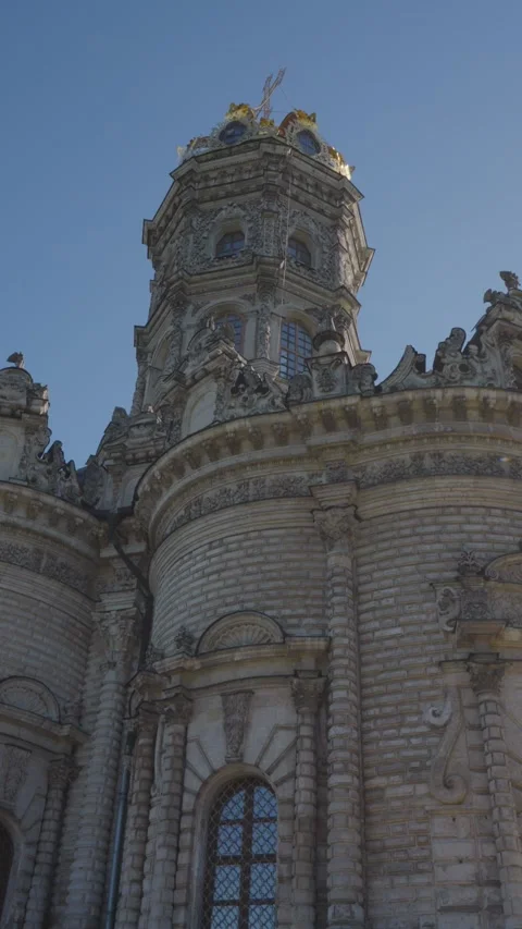 Situated under a clear blue sky, the historic Russian Orthodox Church in Dubrovi Stock Footage 340777579