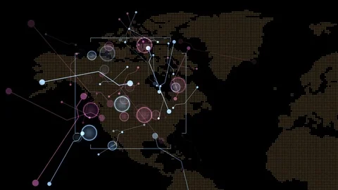 Situation. Data Stream, Scan Maps On Monitor Stock Footage 71784946