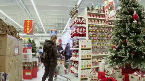 Situation Inside at Store During Covid-19 Pandemic at Christmas Time Stock Footage 144491295