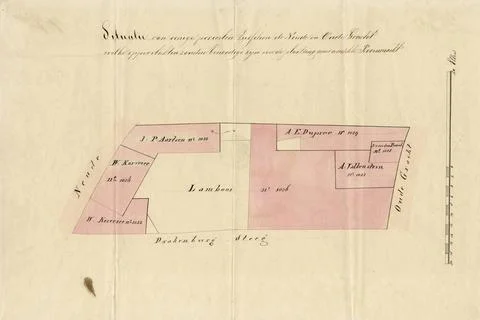 Situation of some plots between the Neude and Oude Gracht / which surfaces... Foto stock