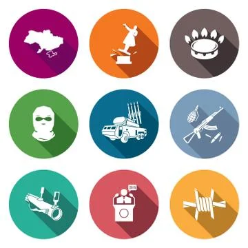 The situation in Ukraine Icons Set. Vector Illustration Stock Illustration