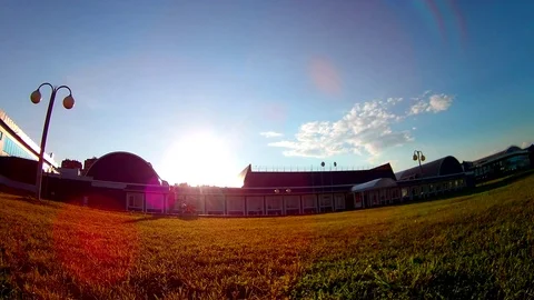 Сity Field; Sunset Blue Sky Timelapse Stock Footage 103056928