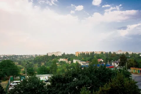Сity Life. Cloudy Day And Night Lightning. TimeLapse Stock Footage 54226979