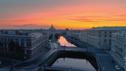 Сity ​​view at dawn Stock Footage 168168598