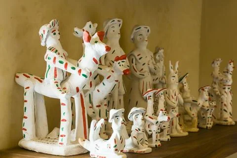 Siurells,figurita tradicional,pintada de blanco y con motas de color rojo y v Stock Photos