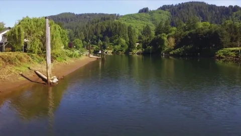 Siuslaw River Aerial Stock Footage 69112986