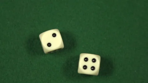 Six (2,4) rolled with two dice - slow motion Stock Footage 44106790