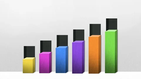 Six 3D square bar Chart, Increase economic graph (included alpha) Video stock 62682155