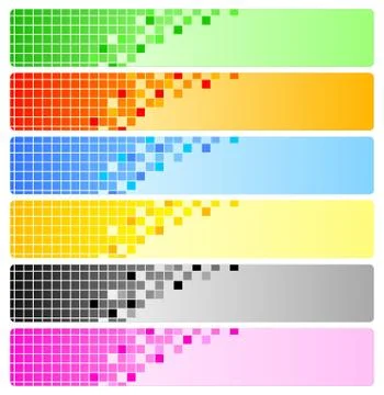 Six abstract banners with pixels Stock Illustration