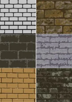 Six abstract brick texture Stock Illustration