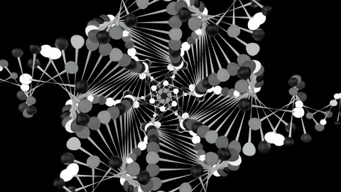 Six abstract forms in motion, shaped like DNA Stock Footage 105287438