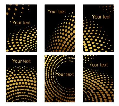 Six abstract patterns of golden dots Illustrazione stock