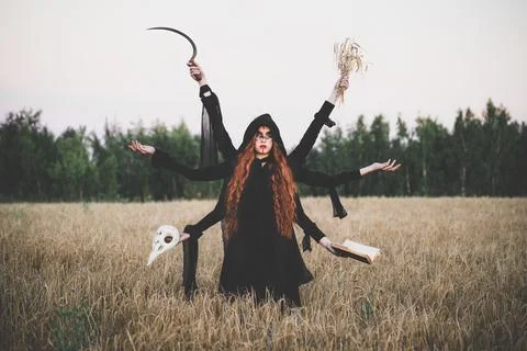 Six armed witch Stock Photos
