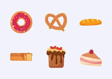 Six bakery icons Stock Illustration
