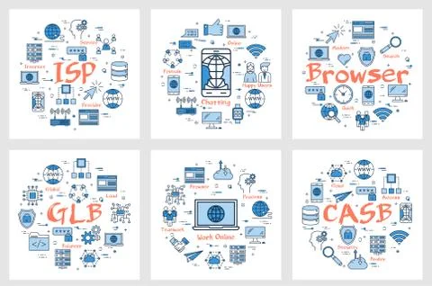 Six banners - ISP, Chatting, Browser Stock Illustration